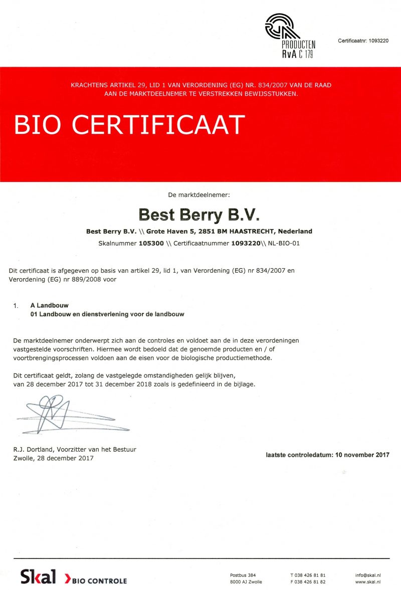 Bio Certificaat185